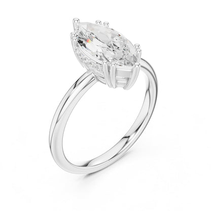 Marquise Accented Lab Grown Diamond Engagement Ring