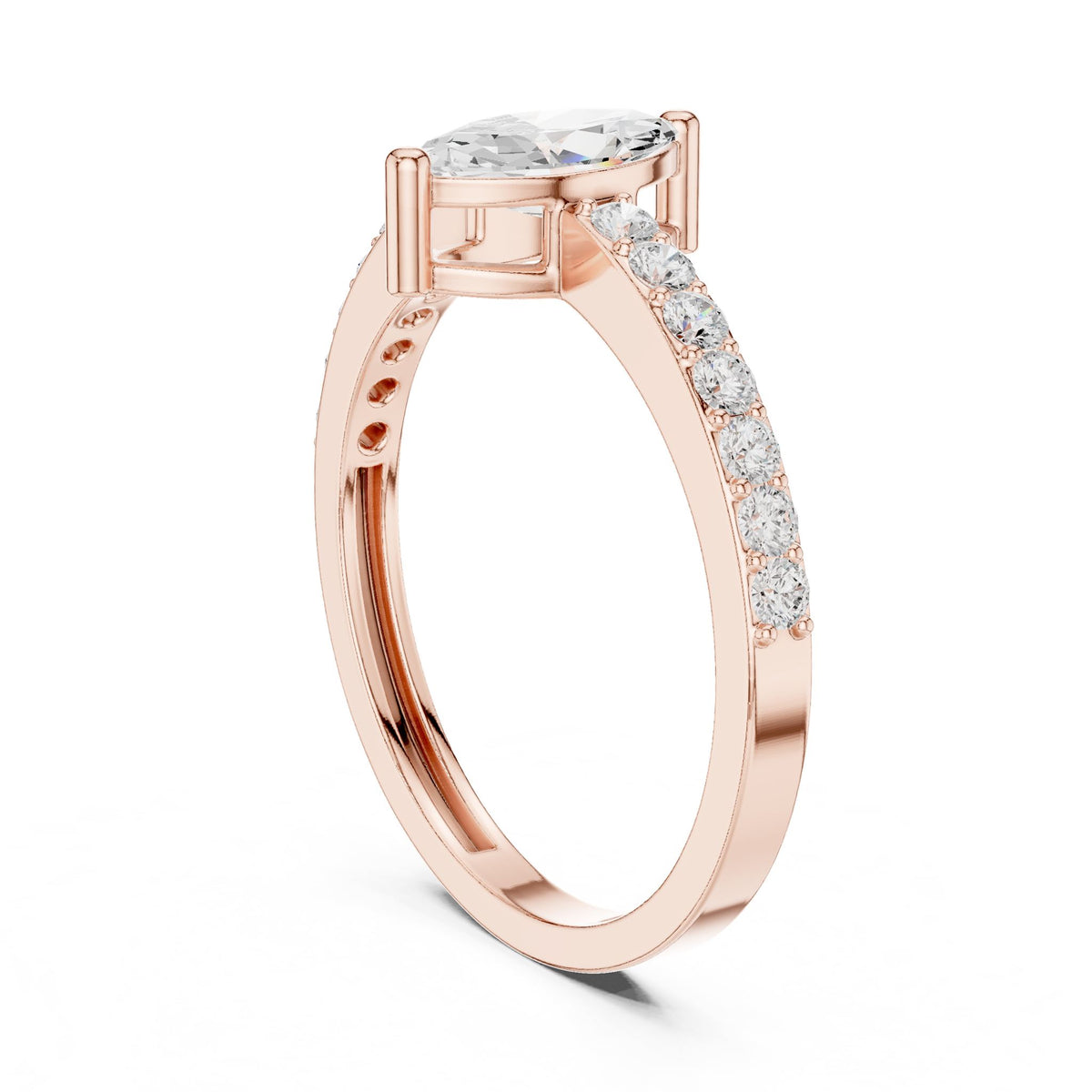 Marquise Accented Lab Grown Diamond Engagement Ring