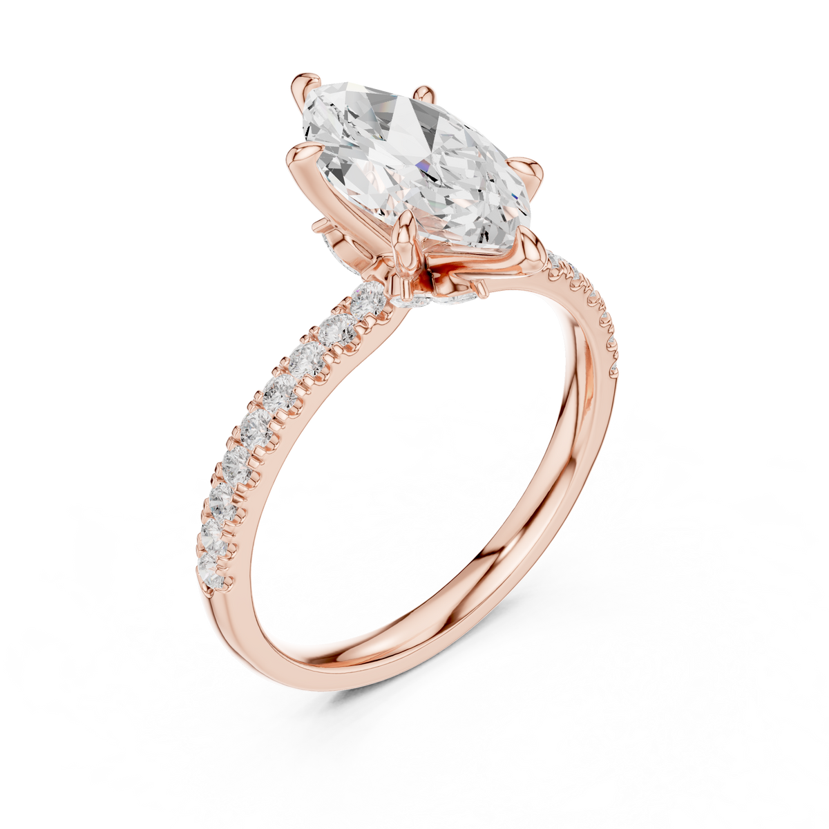 Marquise Accented Lab Grown Diamond Engagement Ring