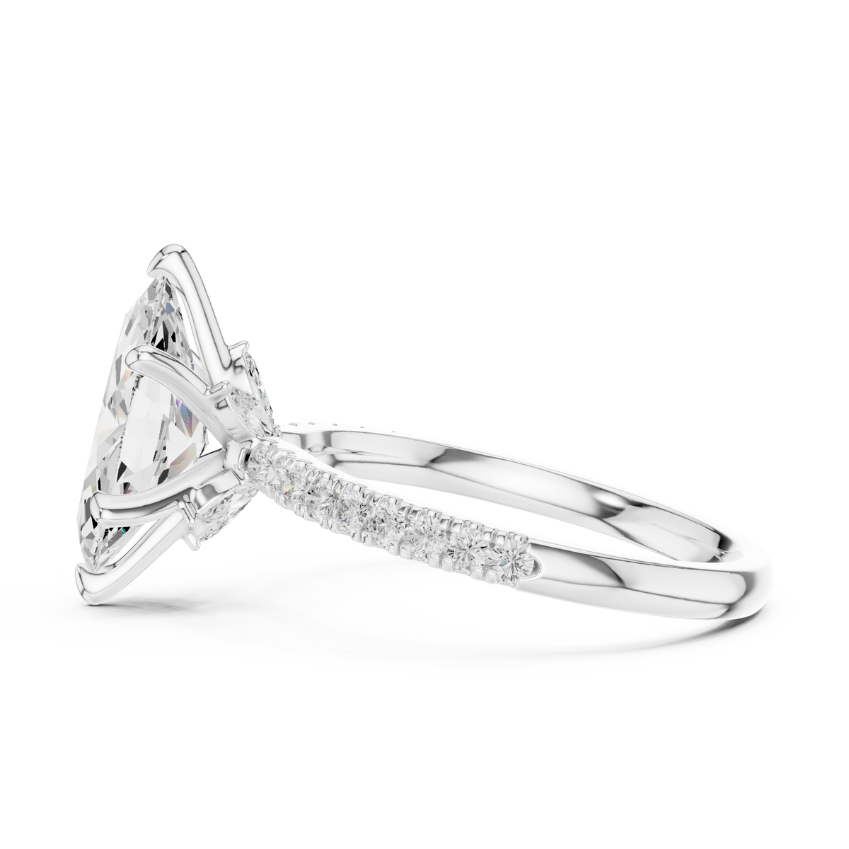 Marquise Accented Lab Grown Diamond Engagement Ring