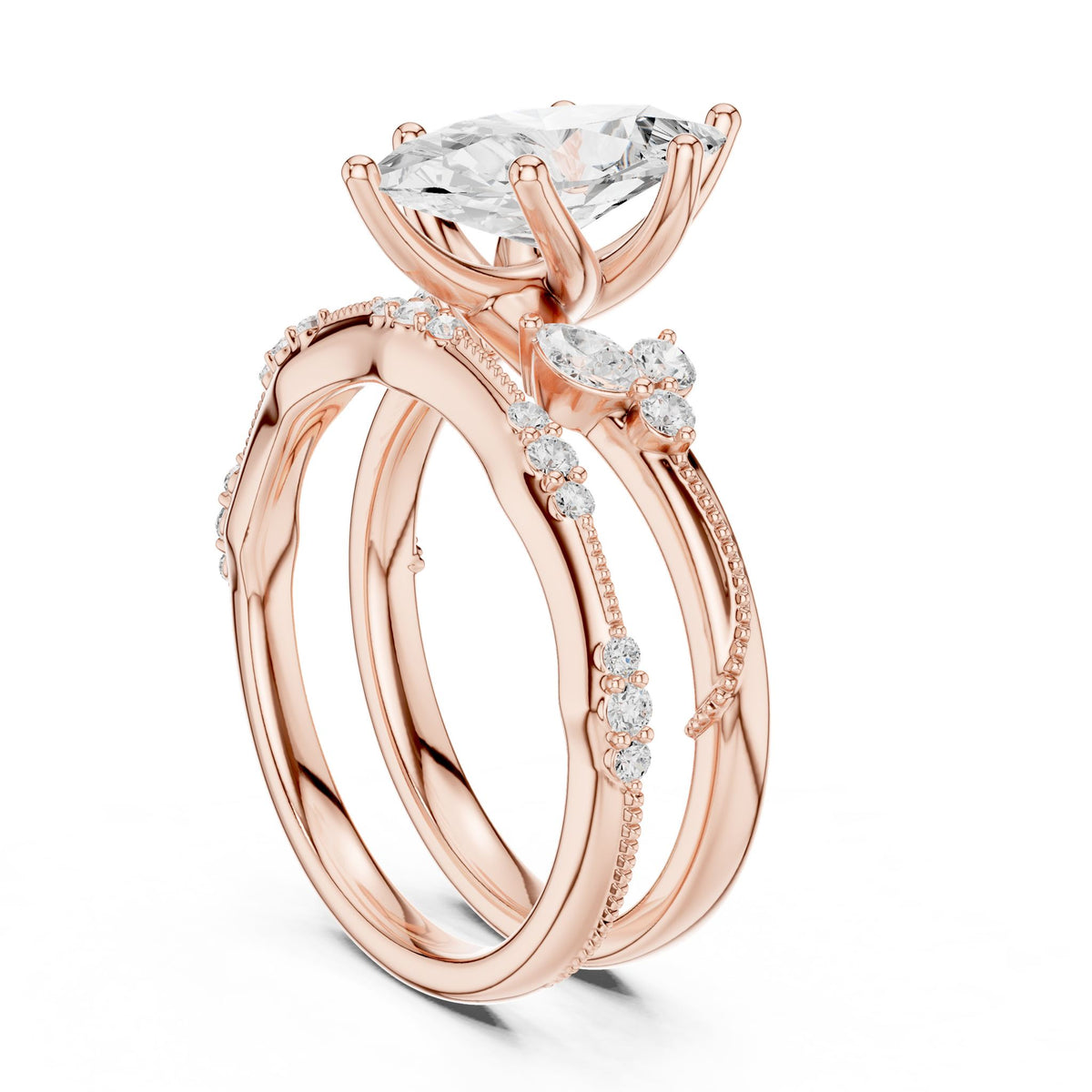 Marquise Accented Lab Grown Diamond Engagement Ring