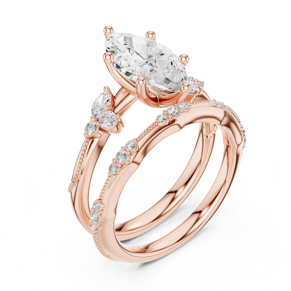 Marquise Accented Lab Grown Diamond Engagement Ring