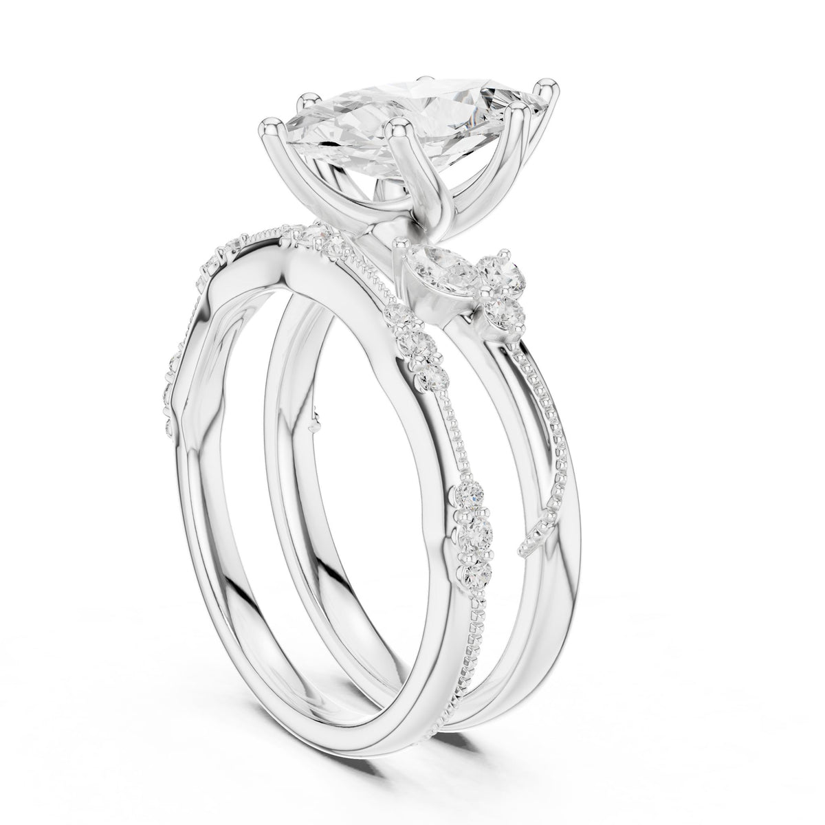 Marquise Accented Lab Grown Diamond Engagement Ring