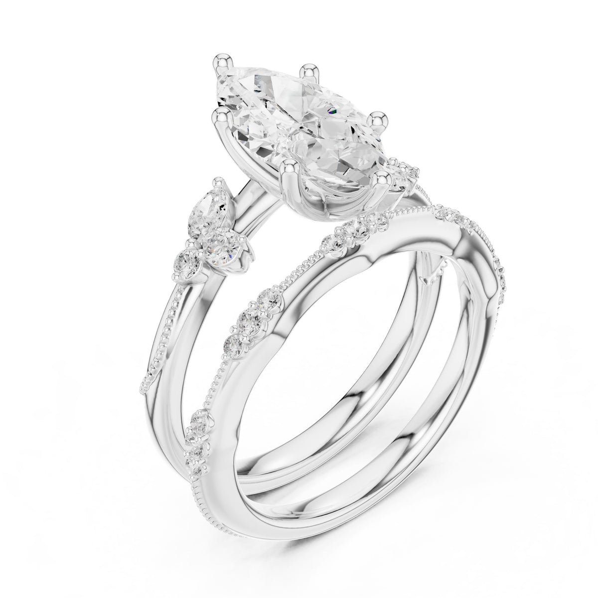Marquise Accented Lab Grown Diamond Engagement Ring
