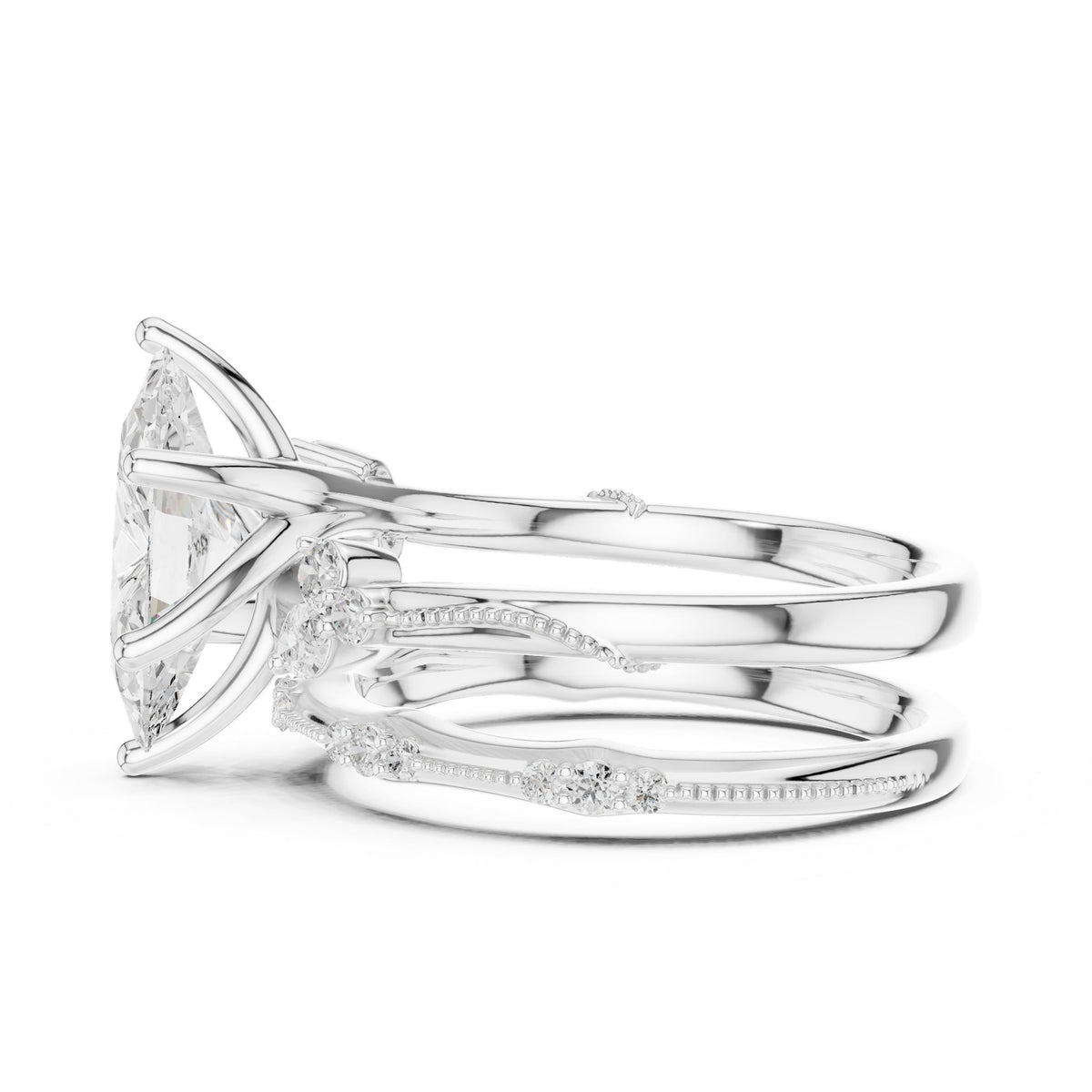 Marquise Accented Lab Grown Diamond Engagement Ring