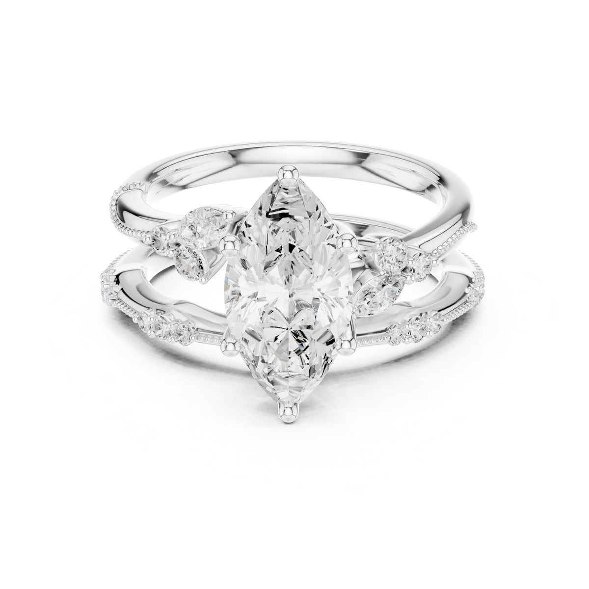 Marquise Accented Lab Grown Diamond Engagement Ring
