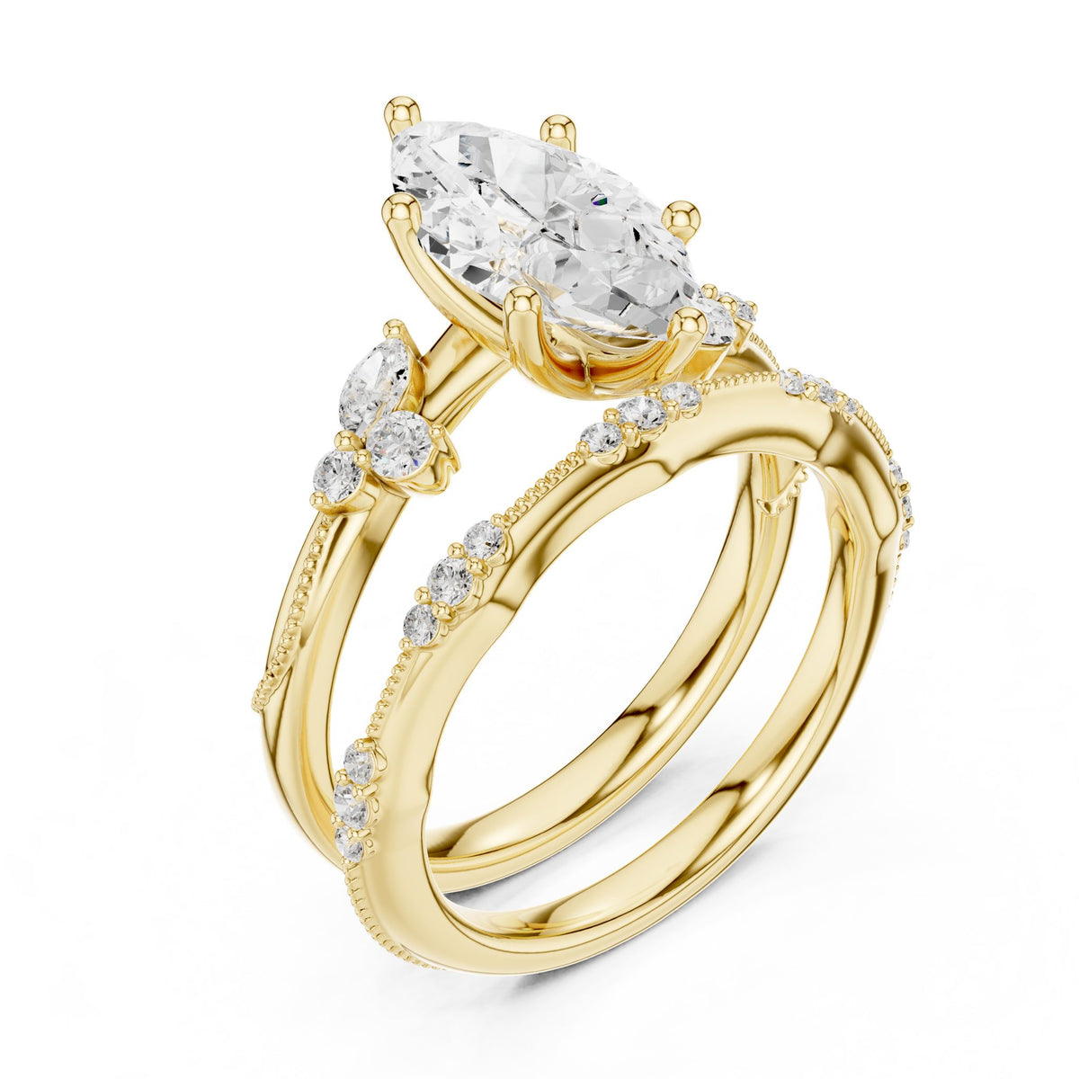 Marquise Accented Lab Grown Diamond Engagement Ring
