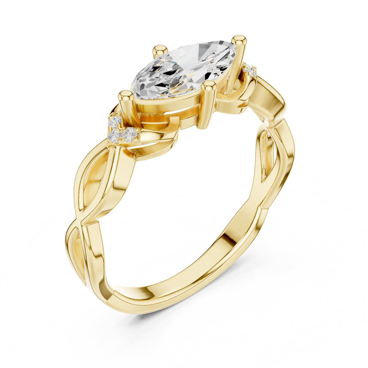 Marquise Accented Lab Grown Diamond Engagement Ring