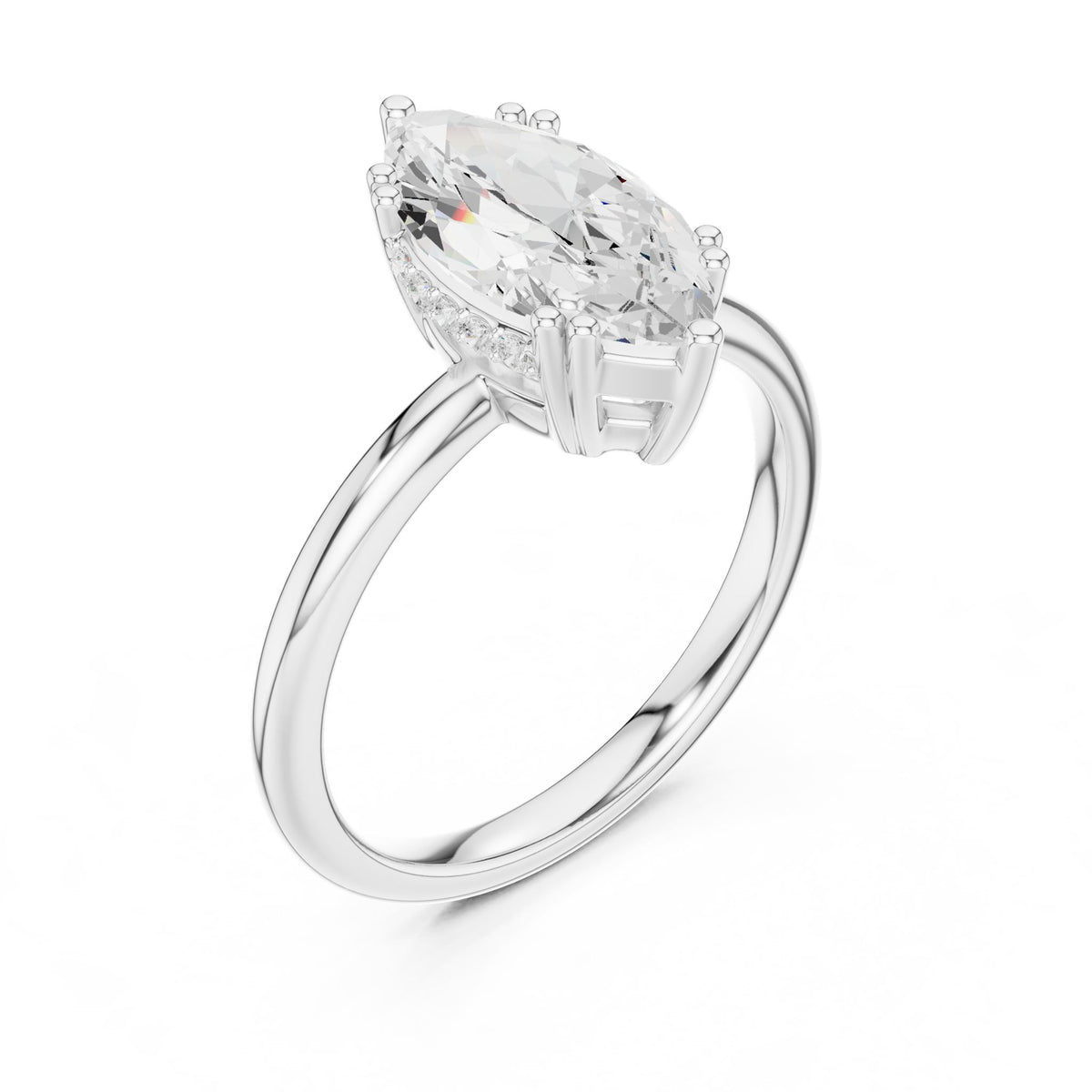 Marquise Accented Lab Grown Diamond Engagement Ring