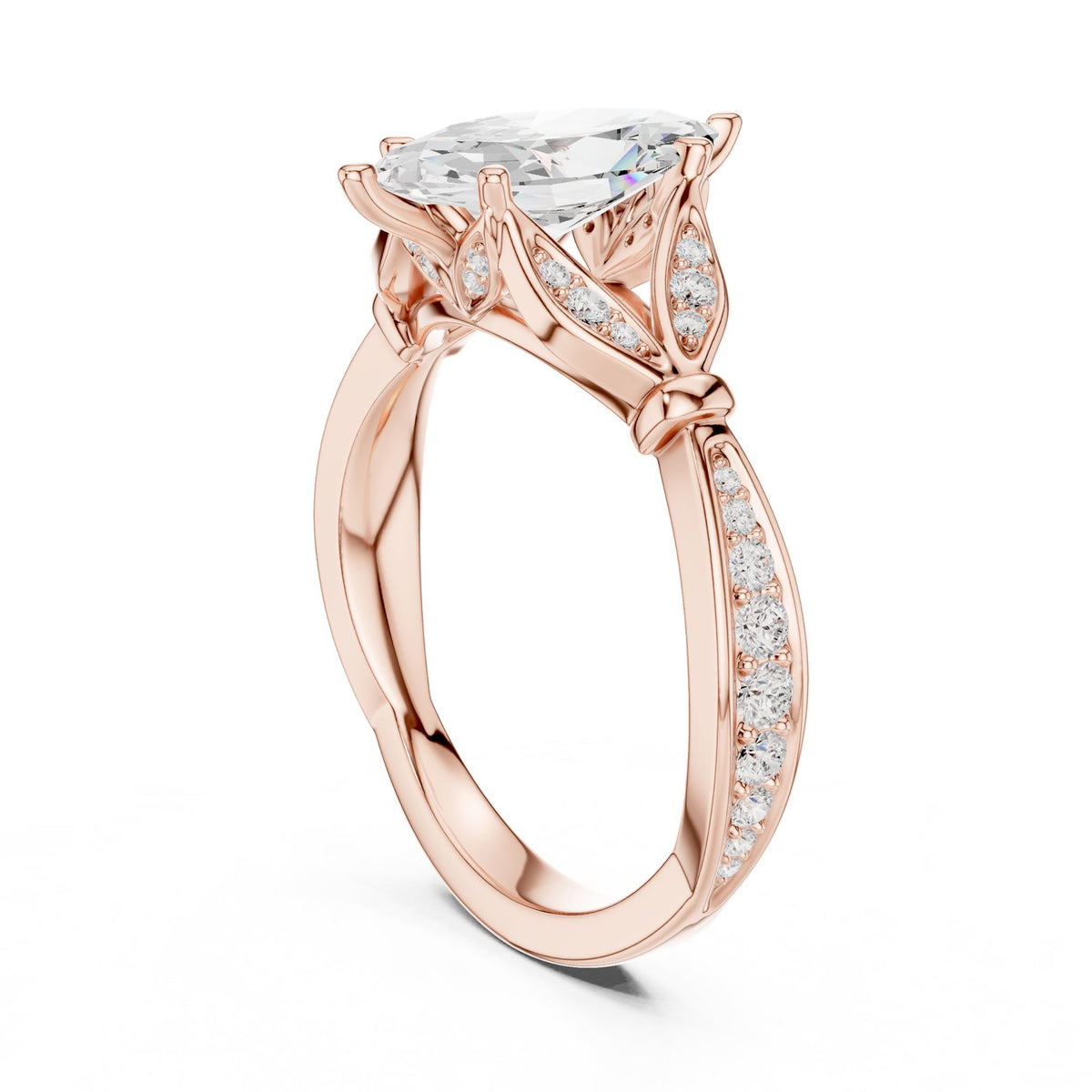Marquise Accented Lab Grown Diamond Engagement Ring