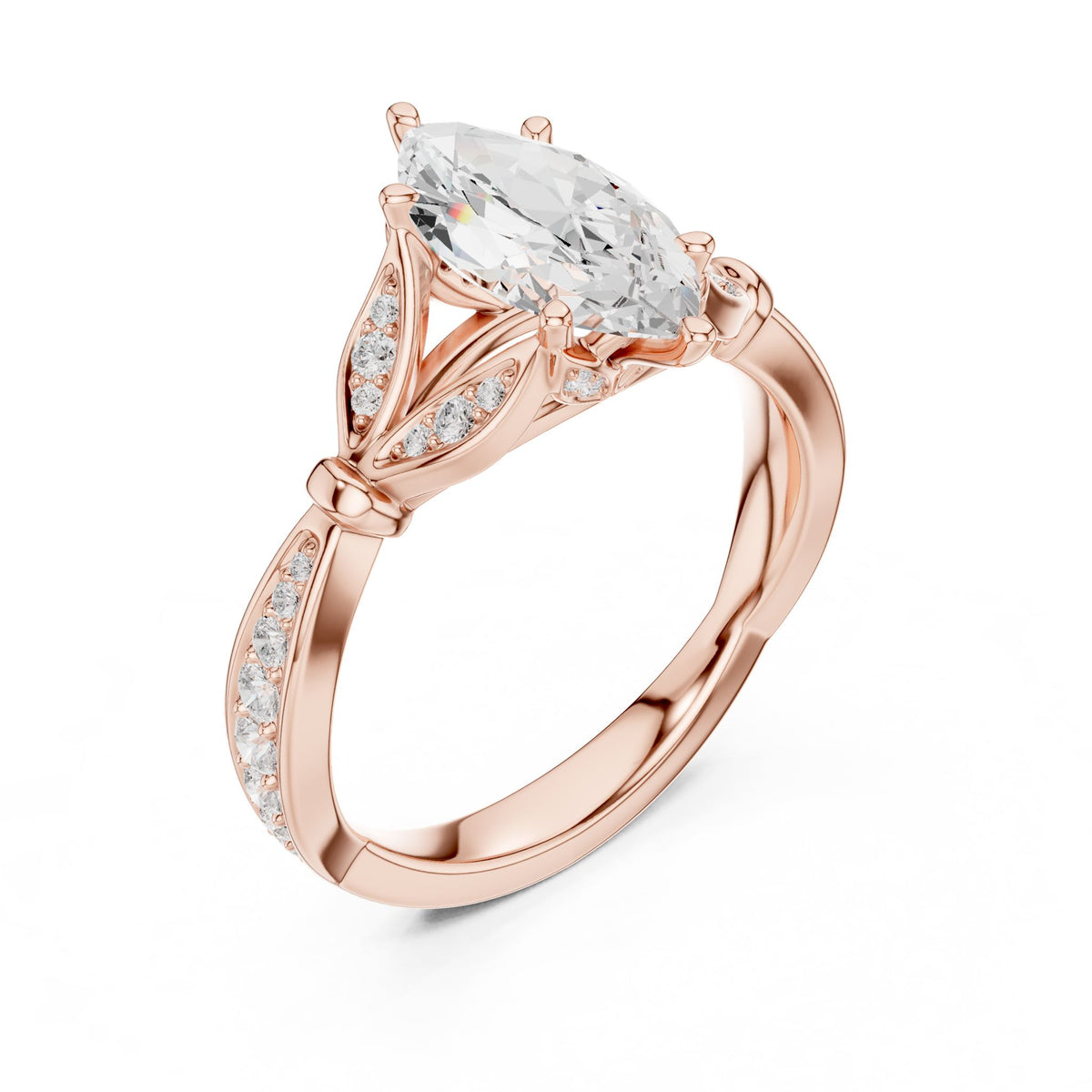 Marquise Accented Lab Grown Diamond Engagement Ring