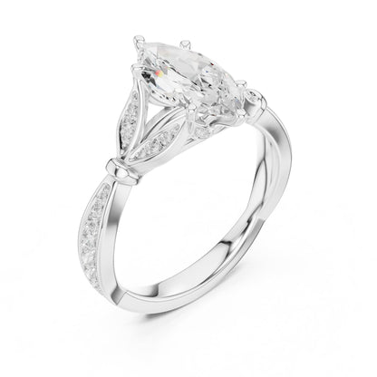 Marquise Accented Lab Grown Diamond Engagement Ring