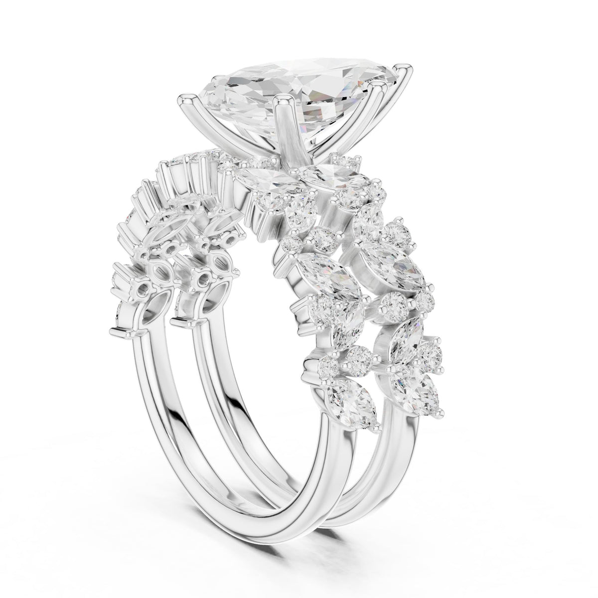 Marquise Accented Lab Grown Diamond Engagement Ring