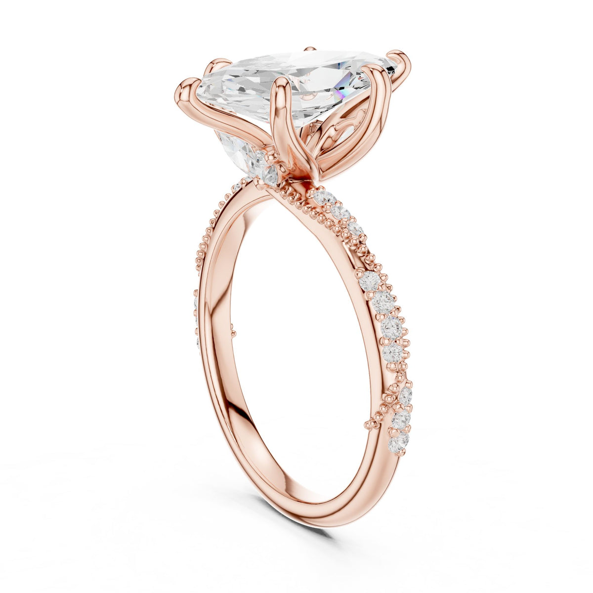 Marquise Accented Lab Grown Diamond Engagement Ring