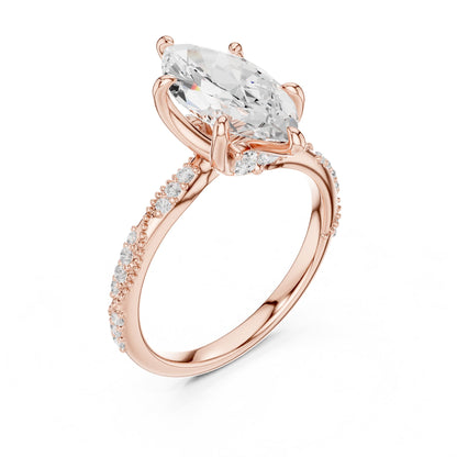 Marquise Accented Lab Grown Diamond Engagement Ring