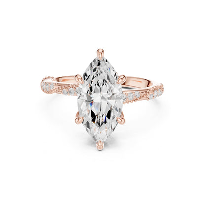 Marquise Accented Lab Grown Diamond Engagement Ring