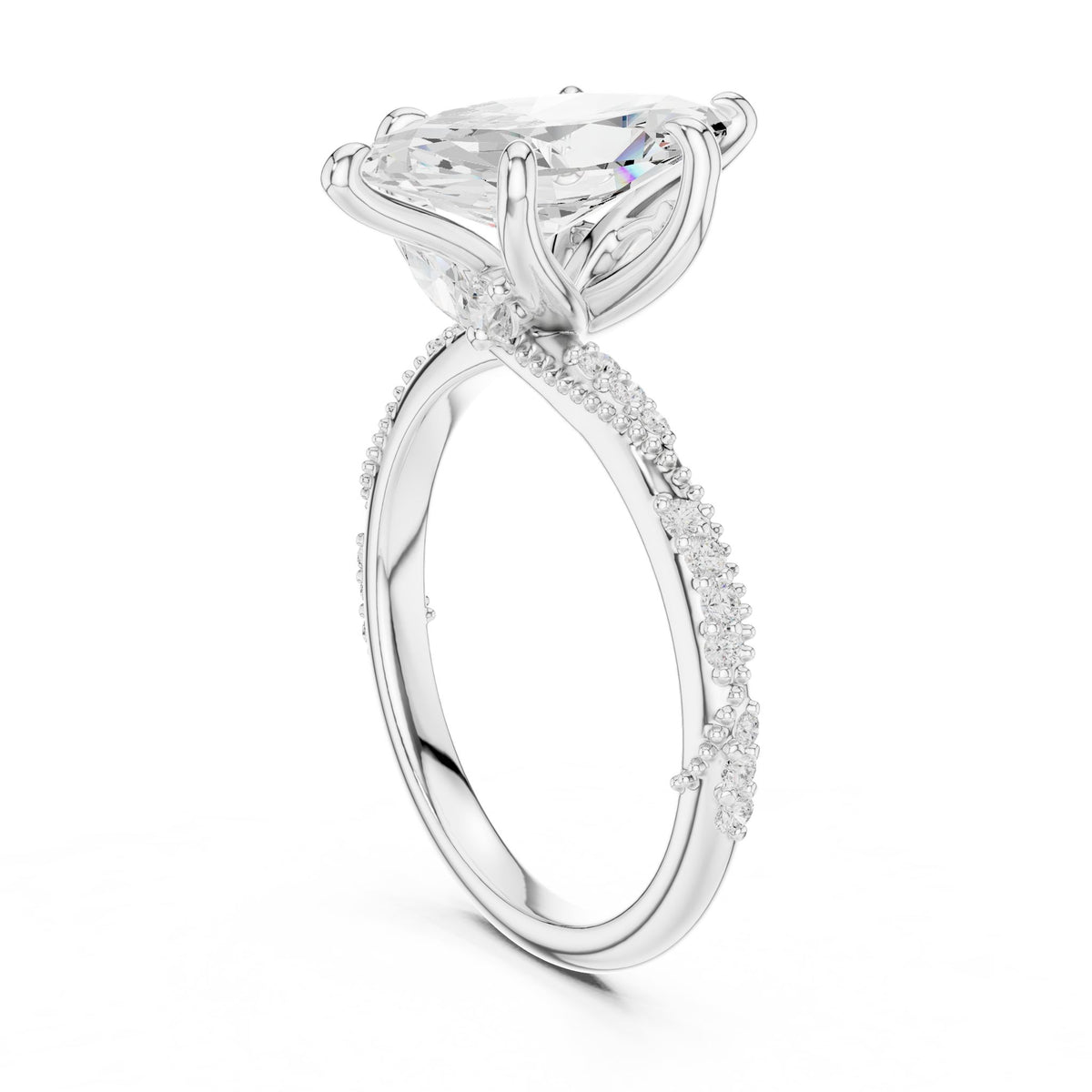 Marquise Accented Lab Grown Diamond Engagement Ring