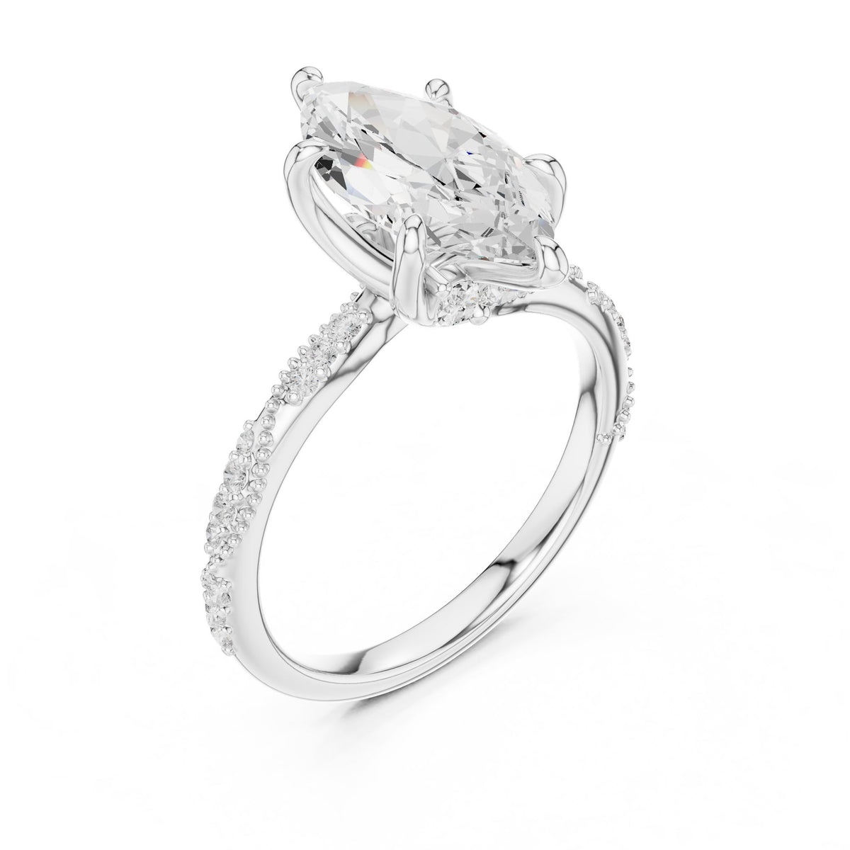 Marquise Accented Lab Grown Diamond Engagement Ring