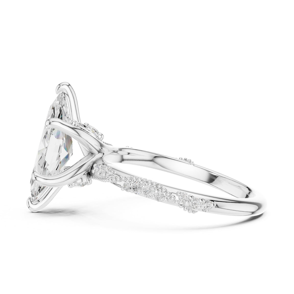 Marquise Accented Lab Grown Diamond Engagement Ring