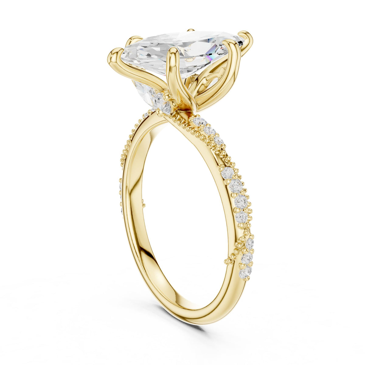 Marquise Accented Lab Grown Diamond Engagement Ring