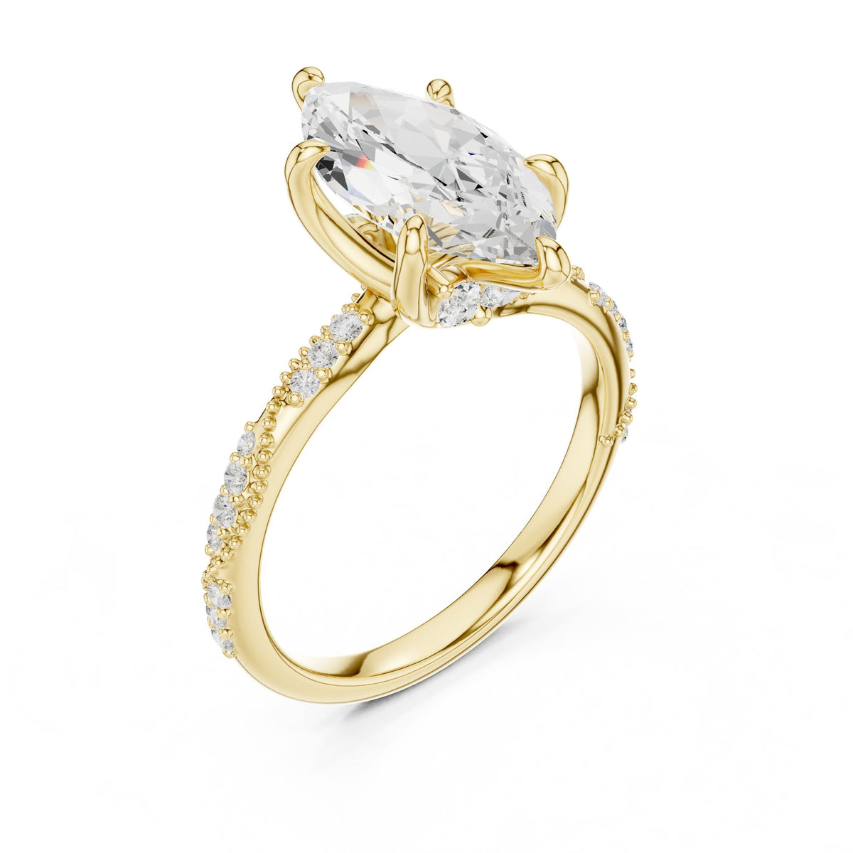 Marquise Accented Lab Grown Diamond Engagement Ring