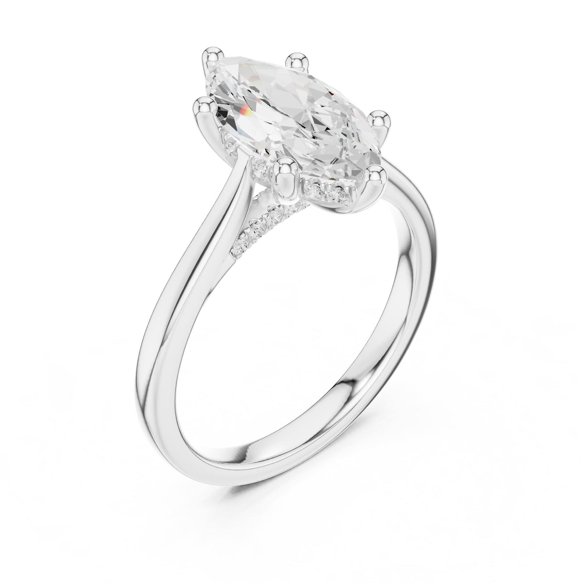 Marquise Accented Lab Grown Diamond Engagement Ring