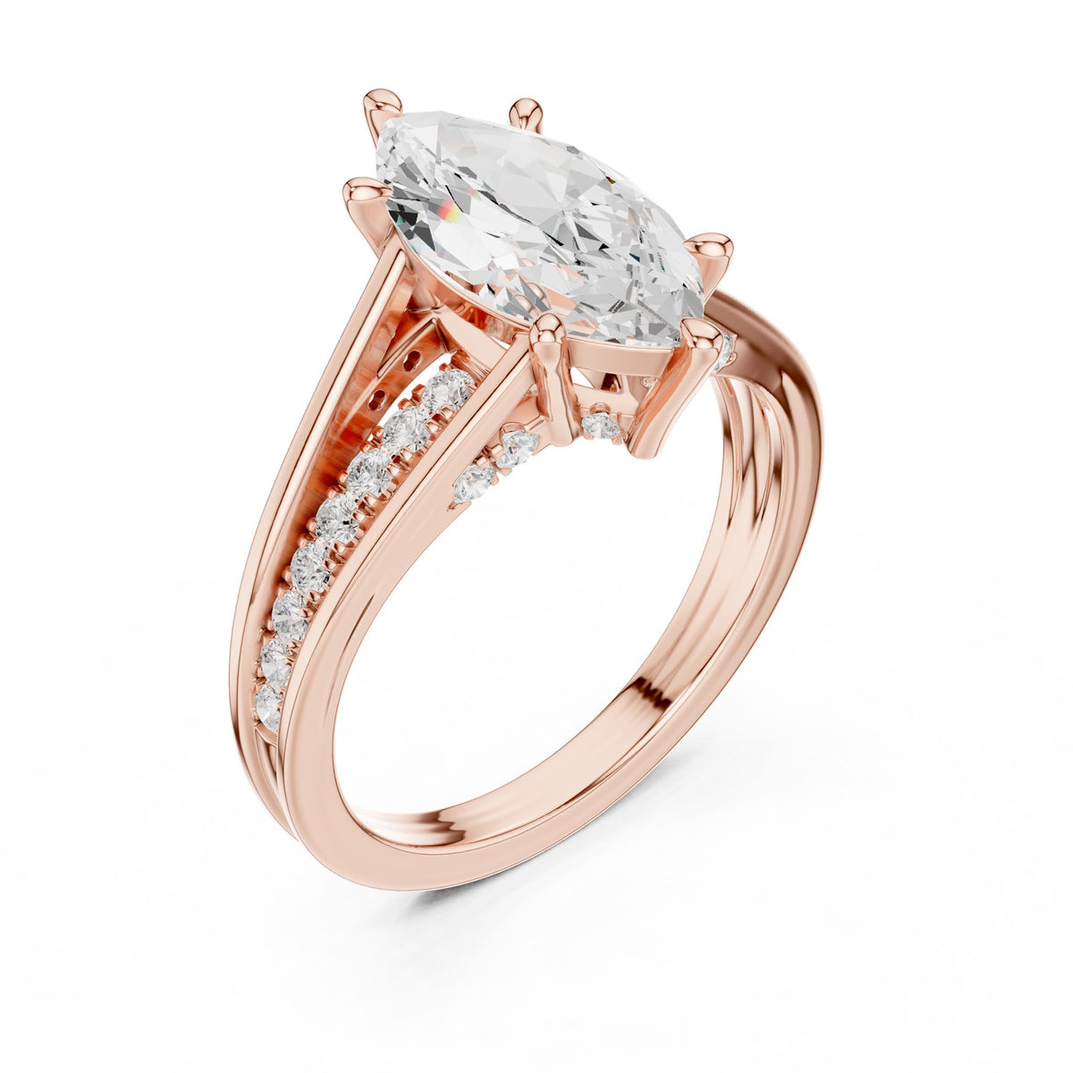 Marquise Accented Lab Grown Diamond Engagement Ring