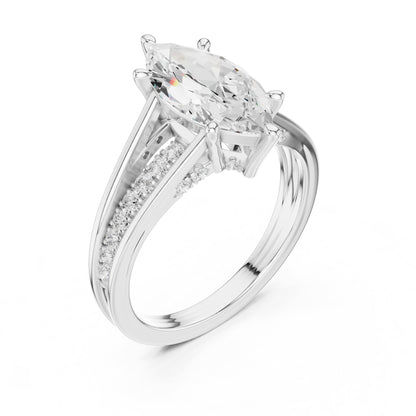 Marquise Accented Lab Grown Diamond Engagement Ring