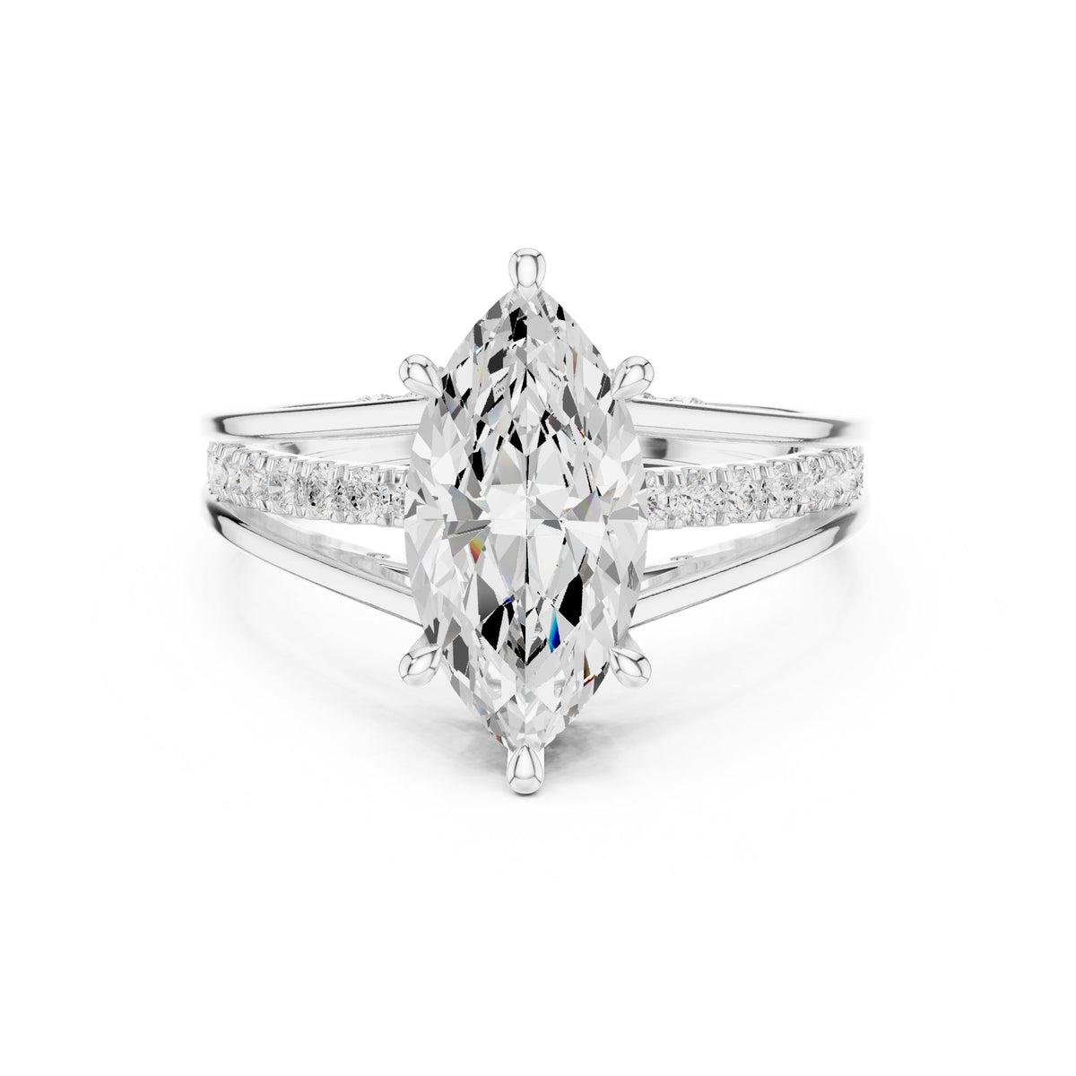 Marquise Accented Lab Grown Diamond Engagement Ring