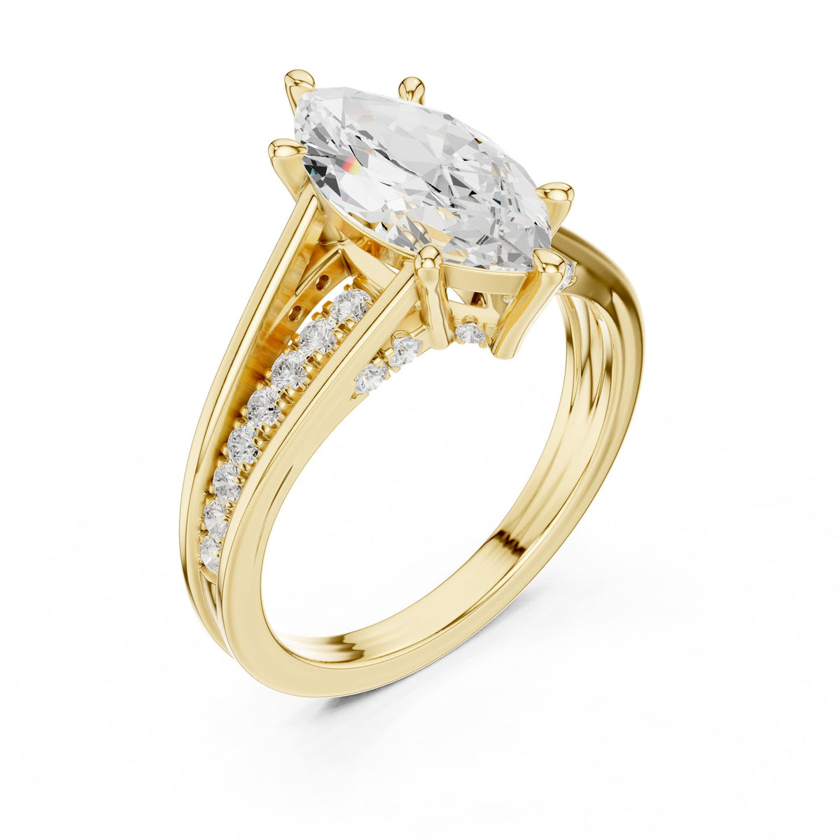Marquise Accented Lab Grown Diamond Engagement Ring