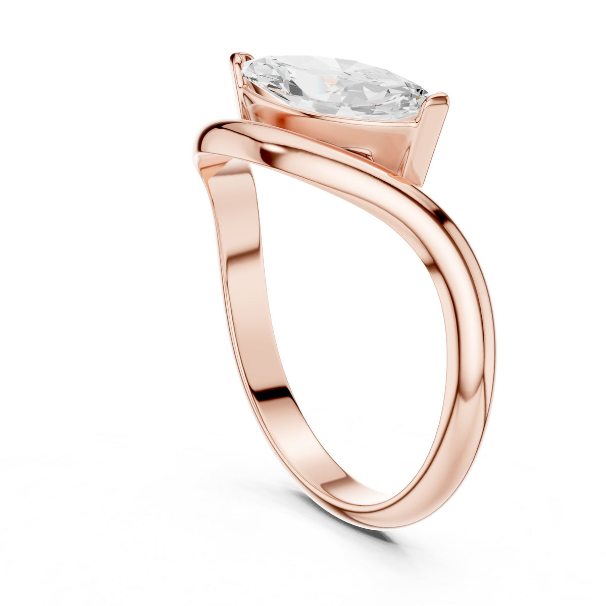 Marquise Bypass Lab Grown Diamond Engagement Ring