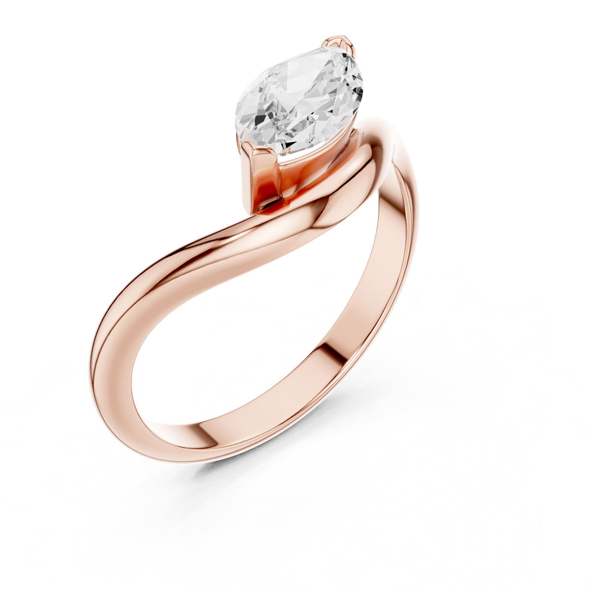 Marquise Bypass Lab Grown Diamond Engagement Ring