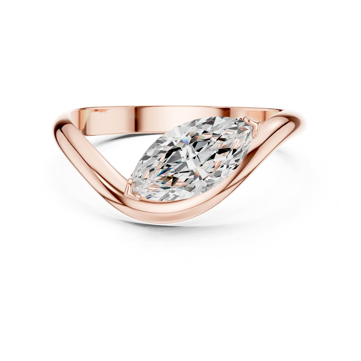Marquise Bypass Lab Grown Diamond Engagement Ring