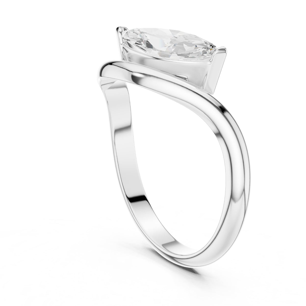 Marquise Bypass Lab Grown Diamond Engagement Ring