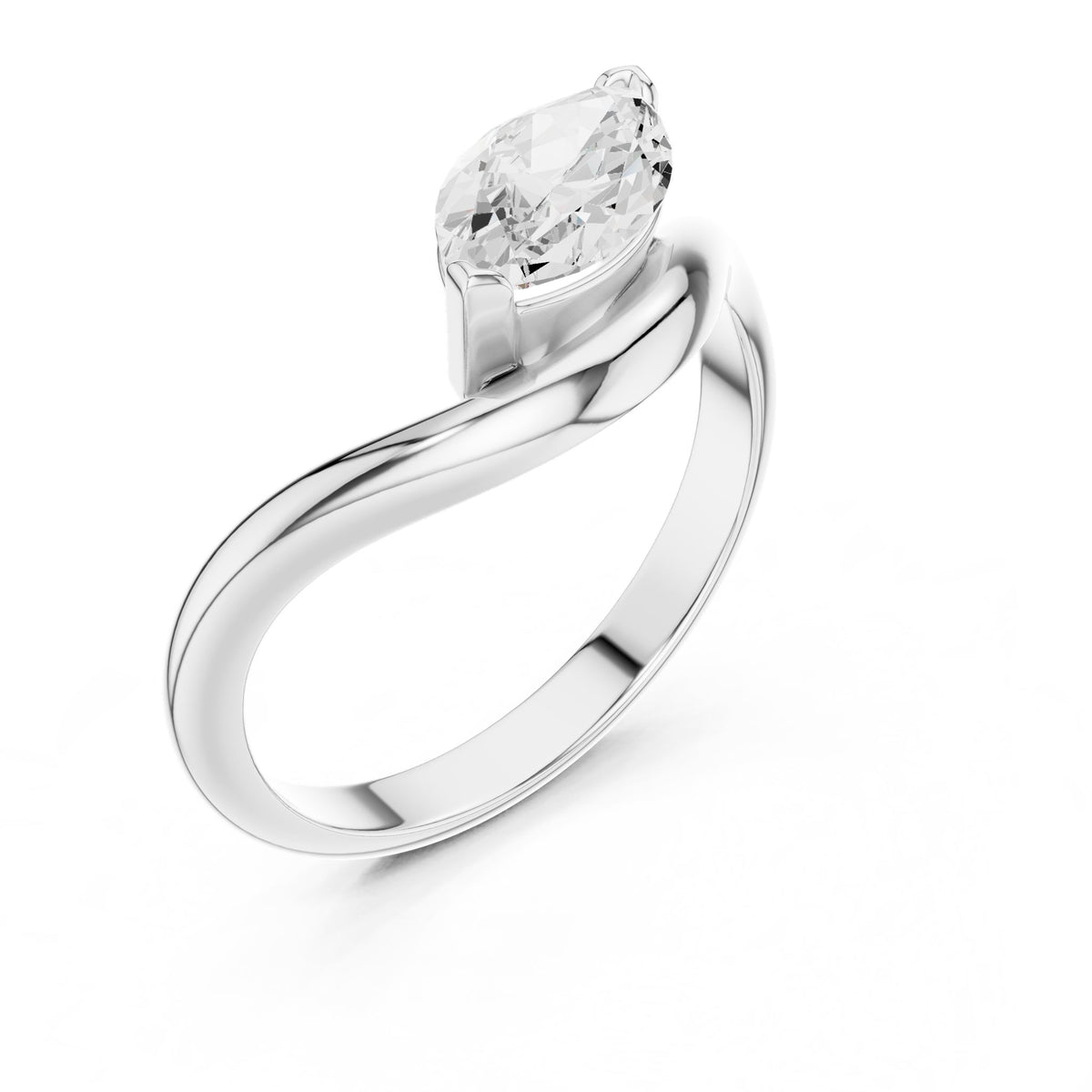 Marquise Bypass Lab Grown Diamond Engagement Ring