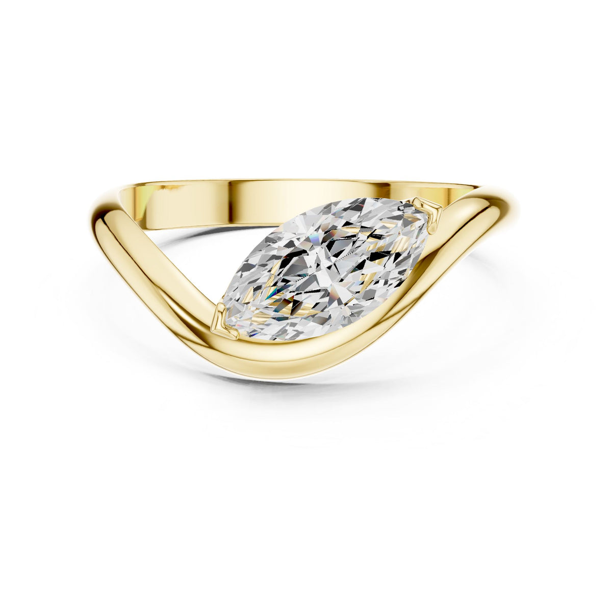 Marquise Bypass Lab Grown Diamond Engagement Ring