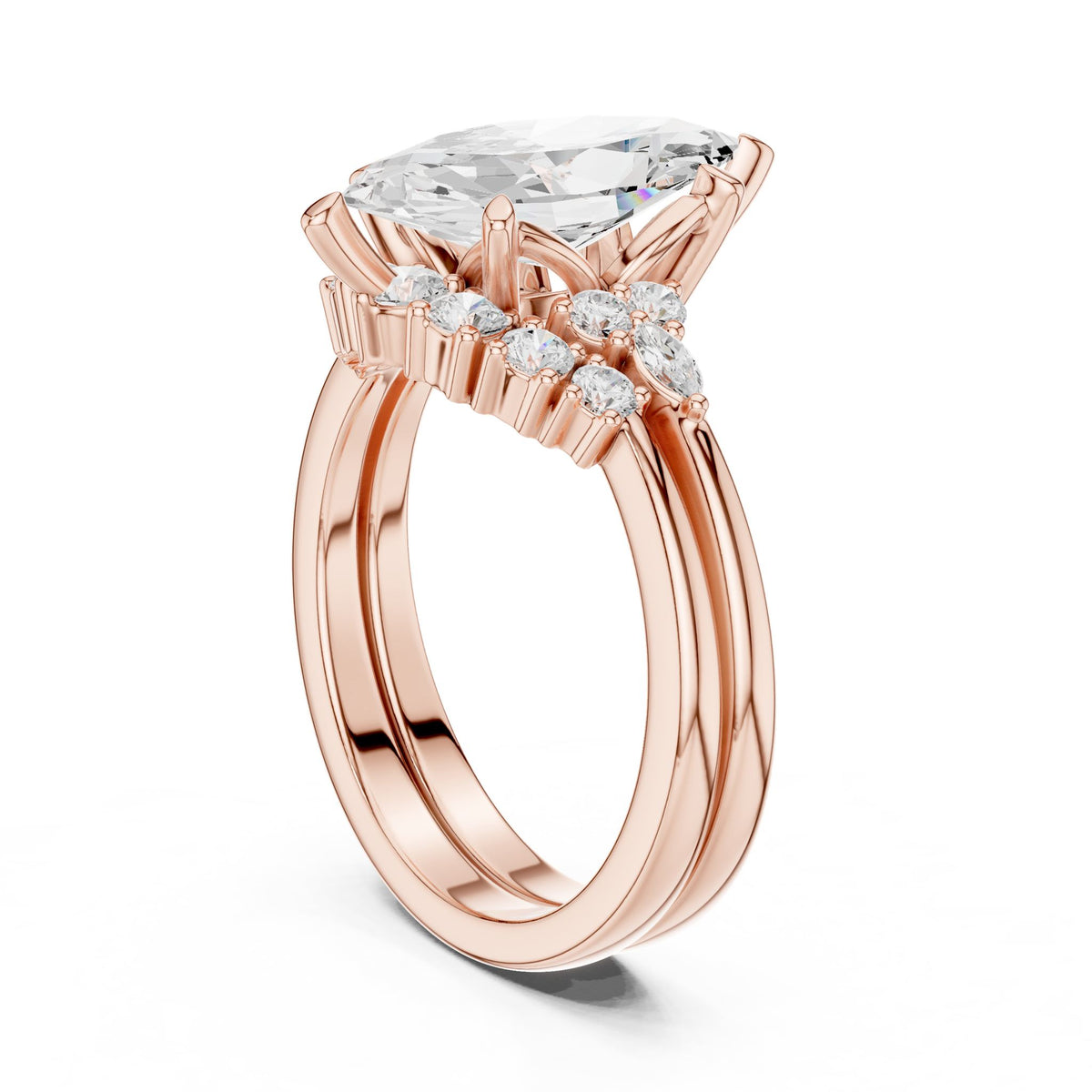 Marquise Cluster Lab Grown Diamond Engagement Ring