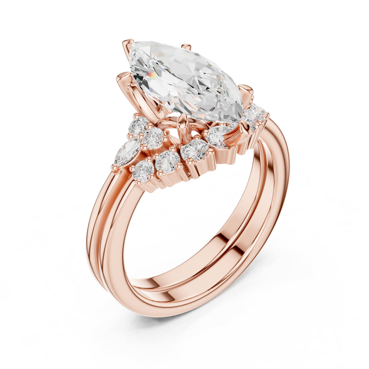 Marquise Cluster Lab Grown Diamond Engagement Ring