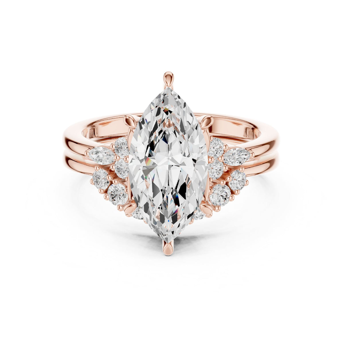 Marquise Cluster Lab Grown Diamond Engagement Ring