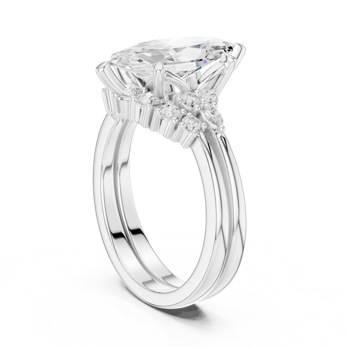 Marquise Cluster Lab Grown Diamond Engagement Ring