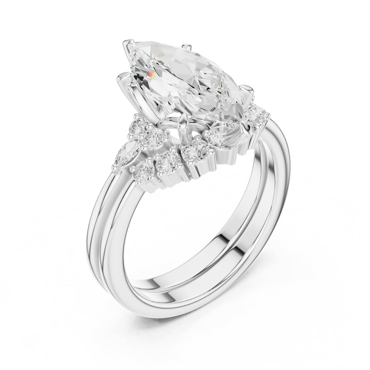 Marquise Cluster Lab Grown Diamond Engagement Ring