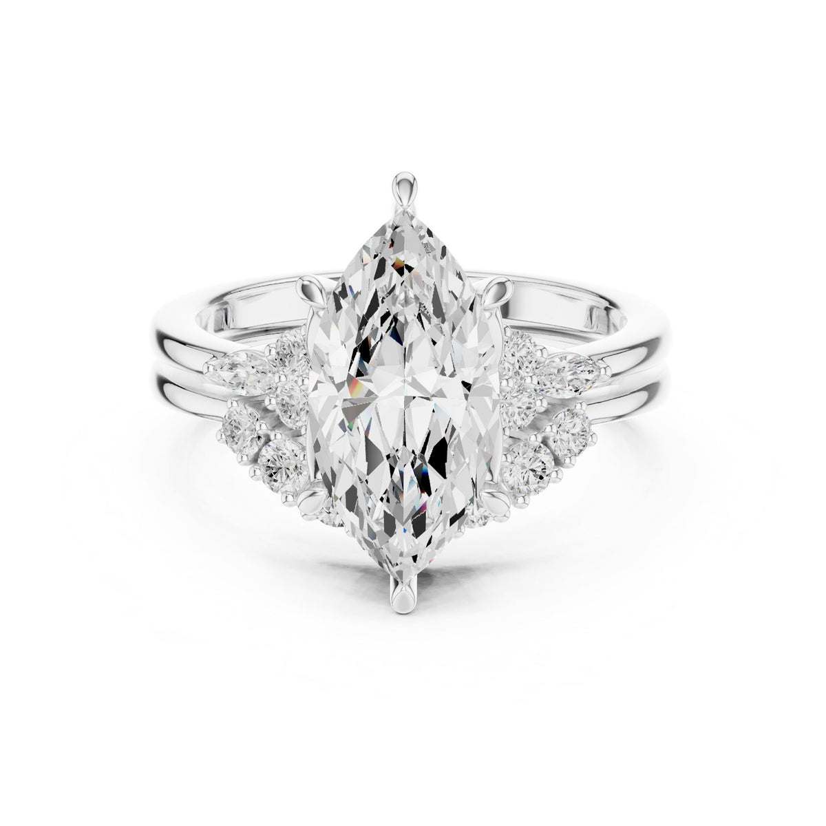 Marquise Cluster Lab Grown Diamond Engagement Ring