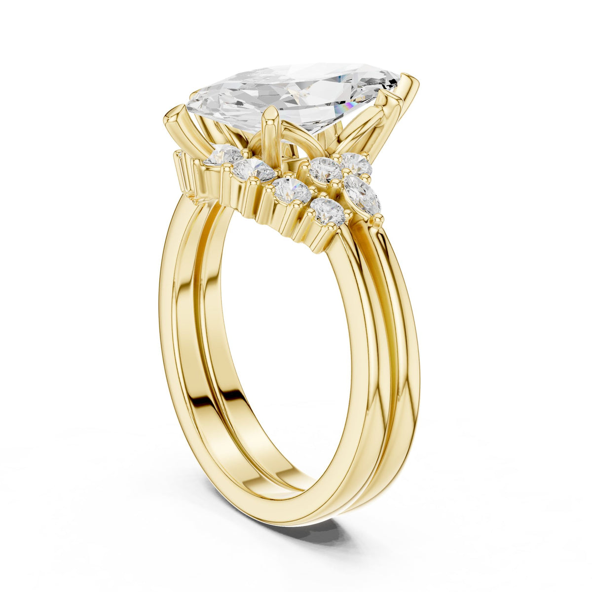 Marquise Cluster Lab Grown Diamond Engagement Ring