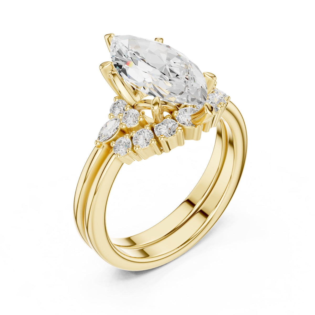 Marquise Cluster Lab Grown Diamond Engagement Ring
