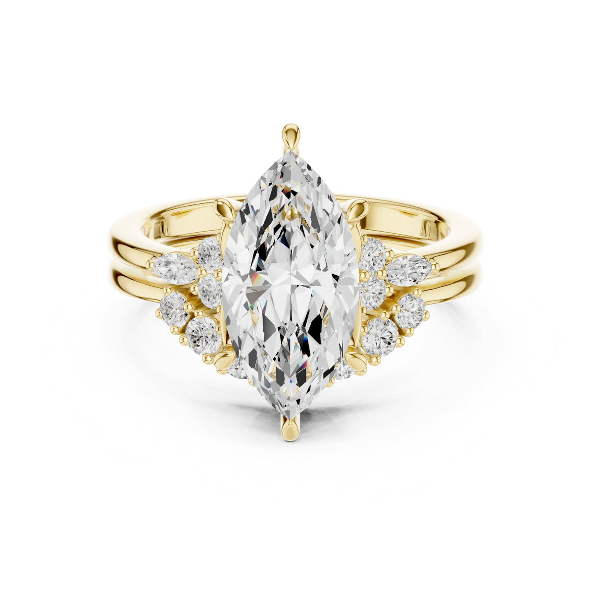 Marquise Cluster Lab Grown Diamond Engagement Ring