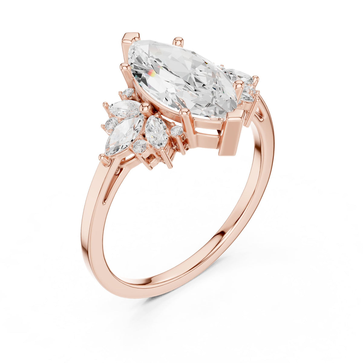Marquise Cluster Lab Grown Diamond Engagement Ring