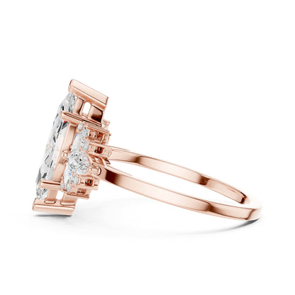 Marquise Cluster Lab Grown Diamond Engagement Ring