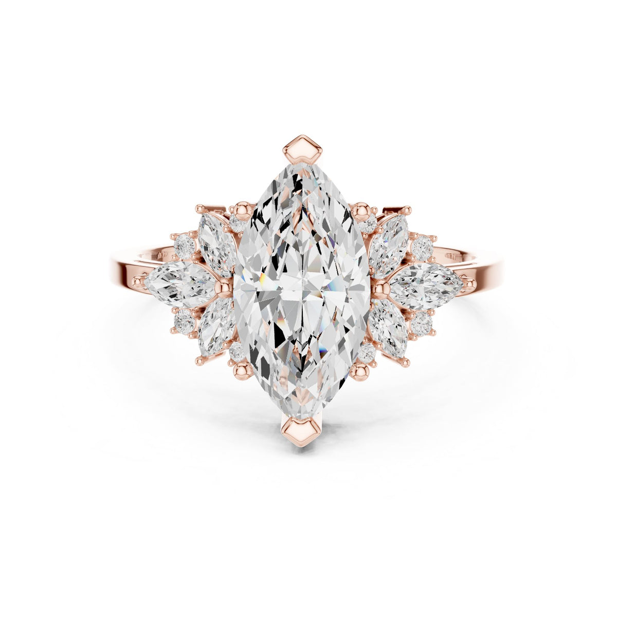 Marquise Cluster Lab Grown Diamond Engagement Ring