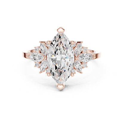Marquise Cluster Lab Grown Diamond Engagement Ring