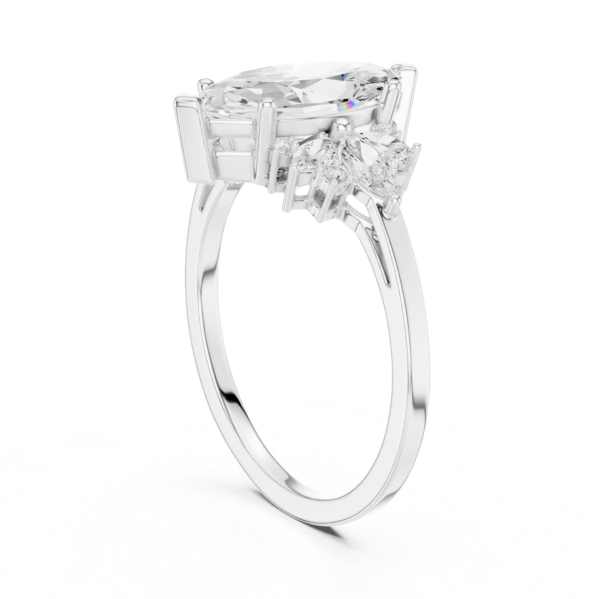 Marquise Cluster Lab Grown Diamond Engagement Ring